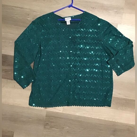 Bon Worth Sequined Button Up Shirt - Picture 1 of 3